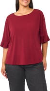 CeCe Ruffle Cuff Crewneck Top