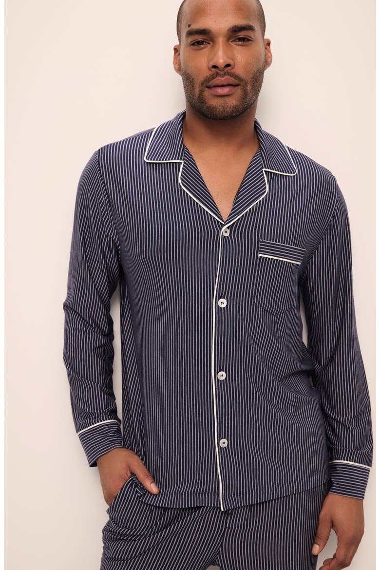 William Print Stretch Tencel® Modal Pajamas, Alternate, color, DUO STRIPE TRUE NAVY