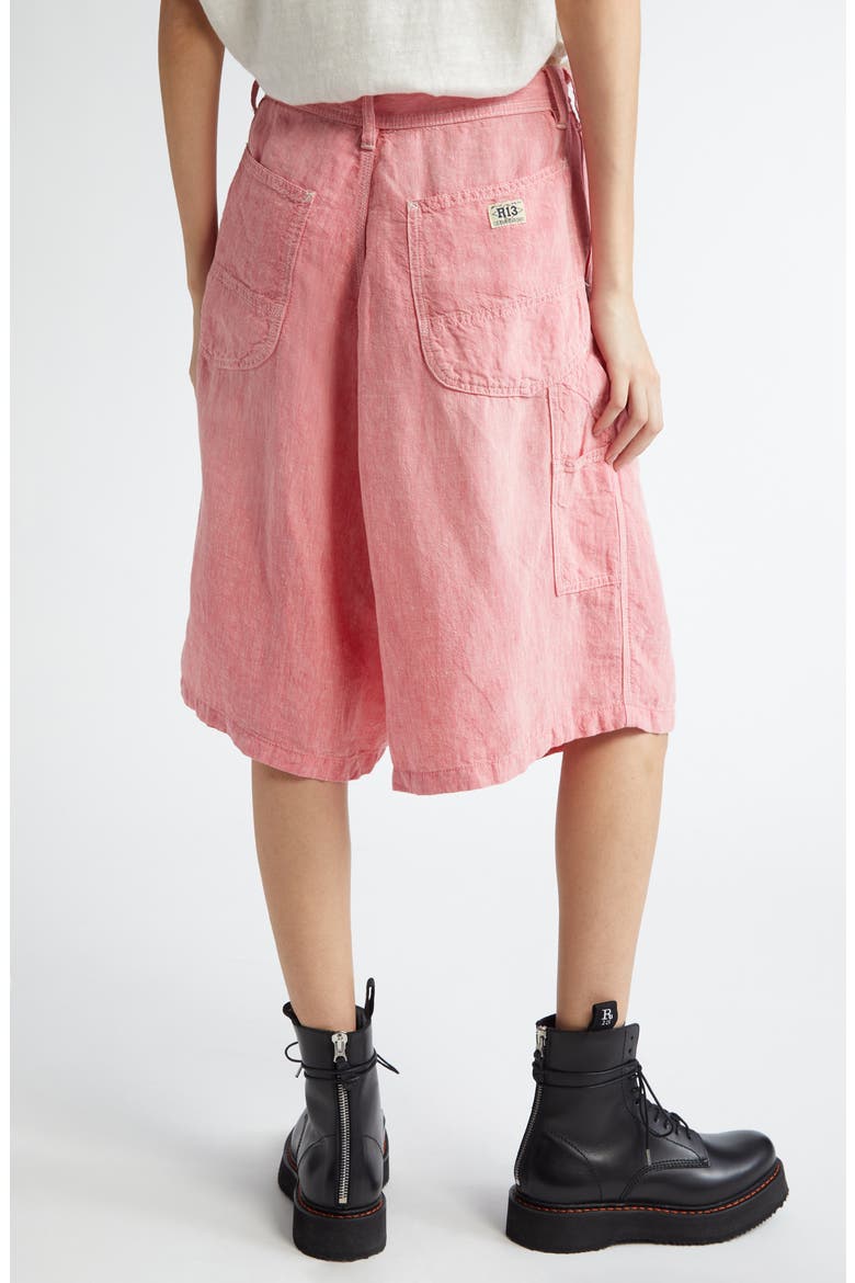 Jesse Linen Carpenter Shorts, Alternate, color, CORAL LINEN CHAMBRAY