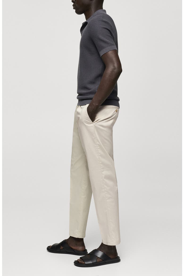 Slim Fit Pleated Crop Cotton Blend Chinos, Alternate, color, BEIGE
