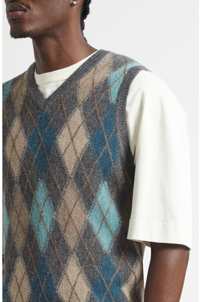 Argyle Intarsia Alpaca Sweater Vest, Alternate, color, GREY