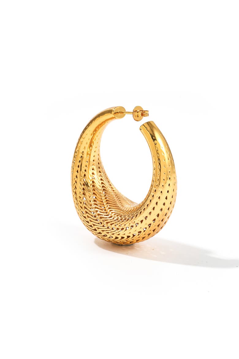 Flow Large Hoop Earrings, Alternate, color, Gold
