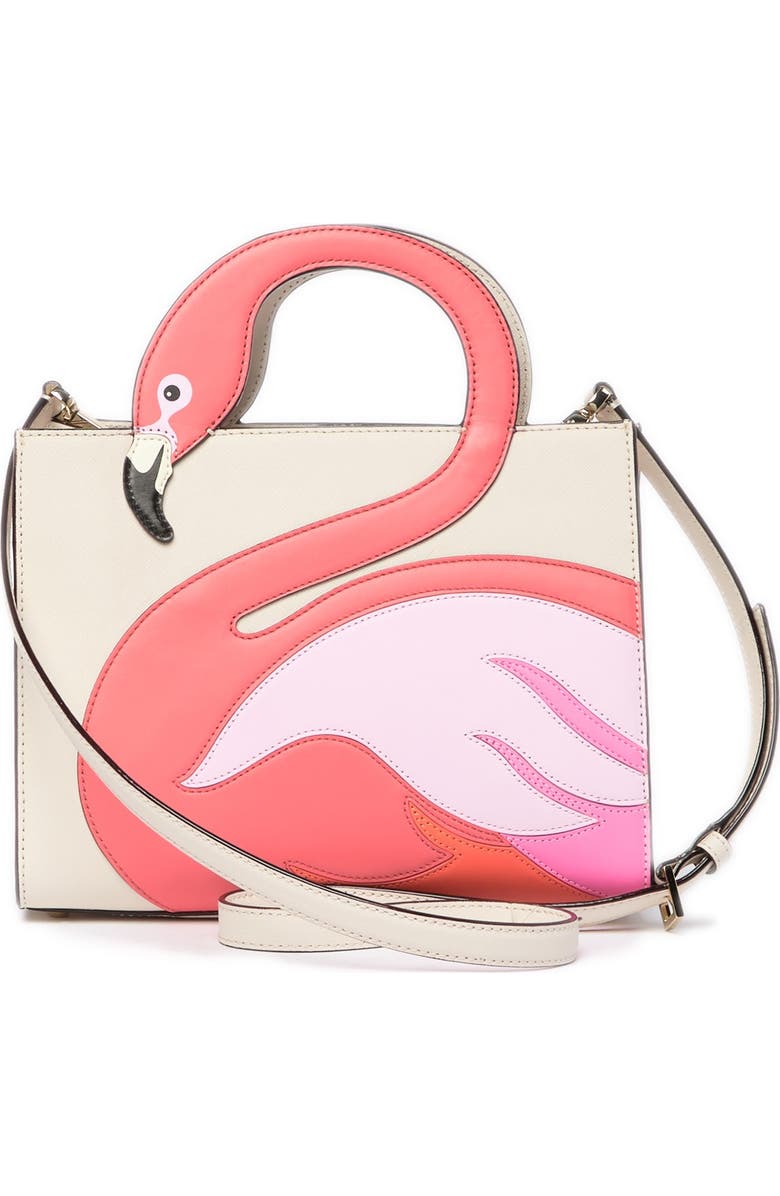 Kate Spade New York by the pool - flamingo sam leather tote, Alternate, color,
