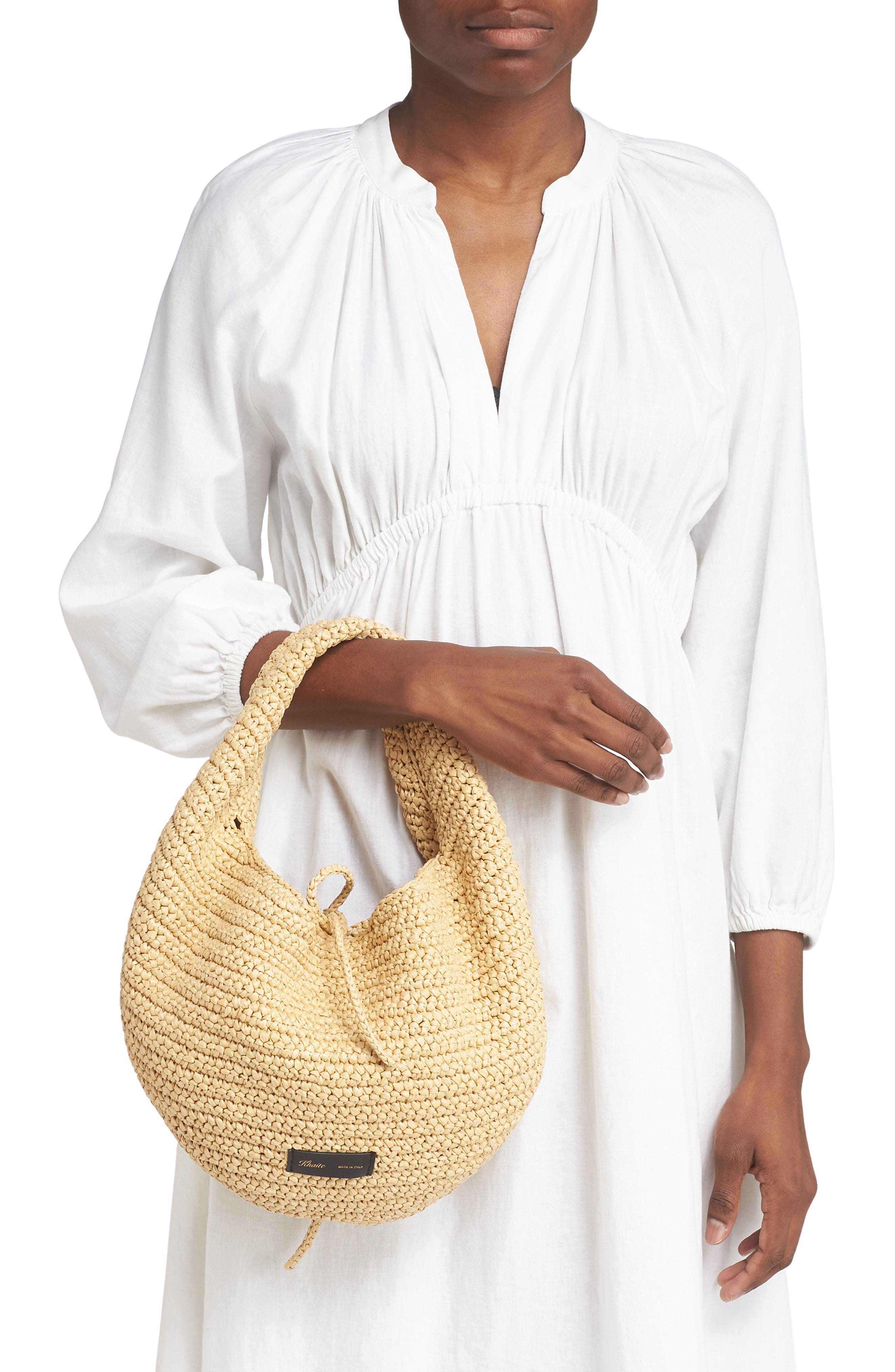 Khaite Medium Olivia Raffia Hobo Bag, Alternate, color, 