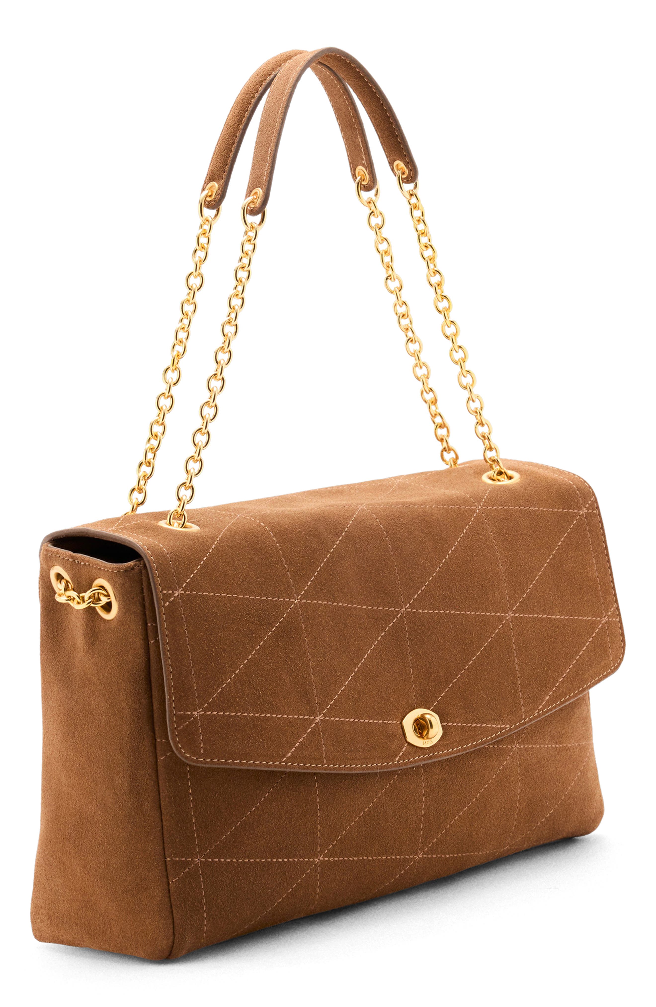 Suede Convertible Shoulder Bag, Alternate, color, MEDIUM BROWN