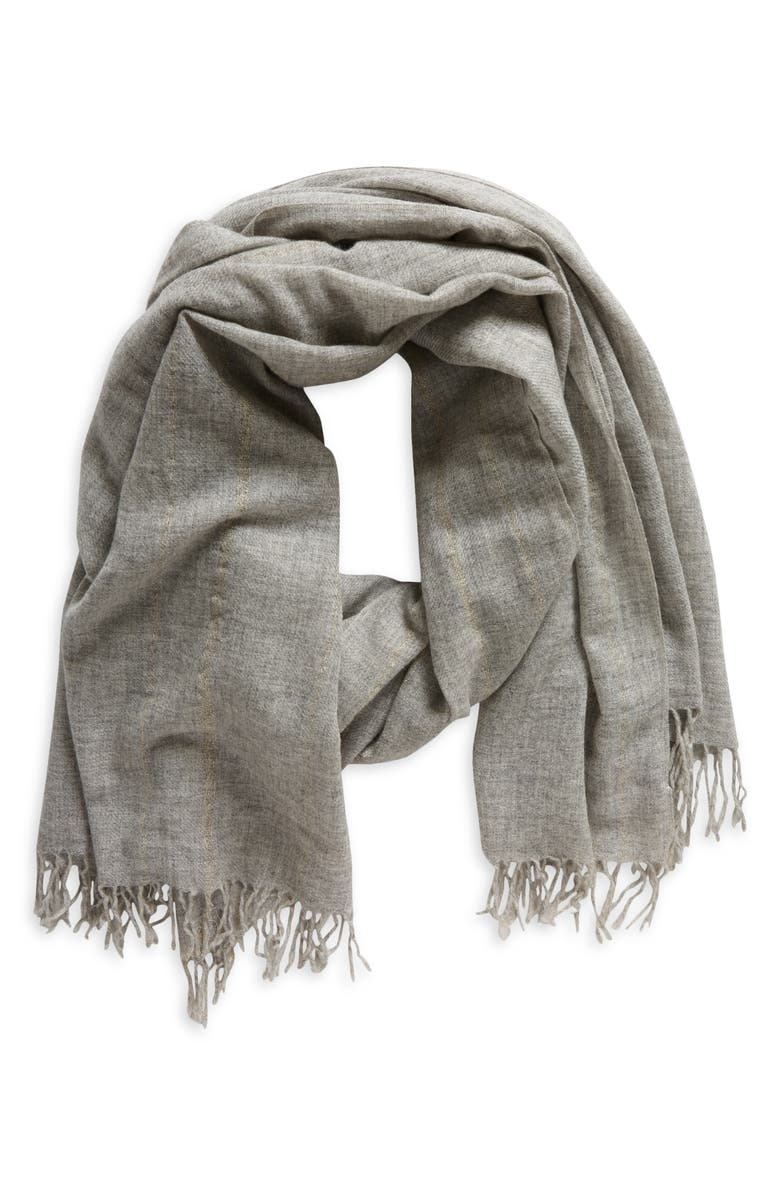 La Fiorentina Fringed Wool & Cashmere Wrap, Alternate, color,