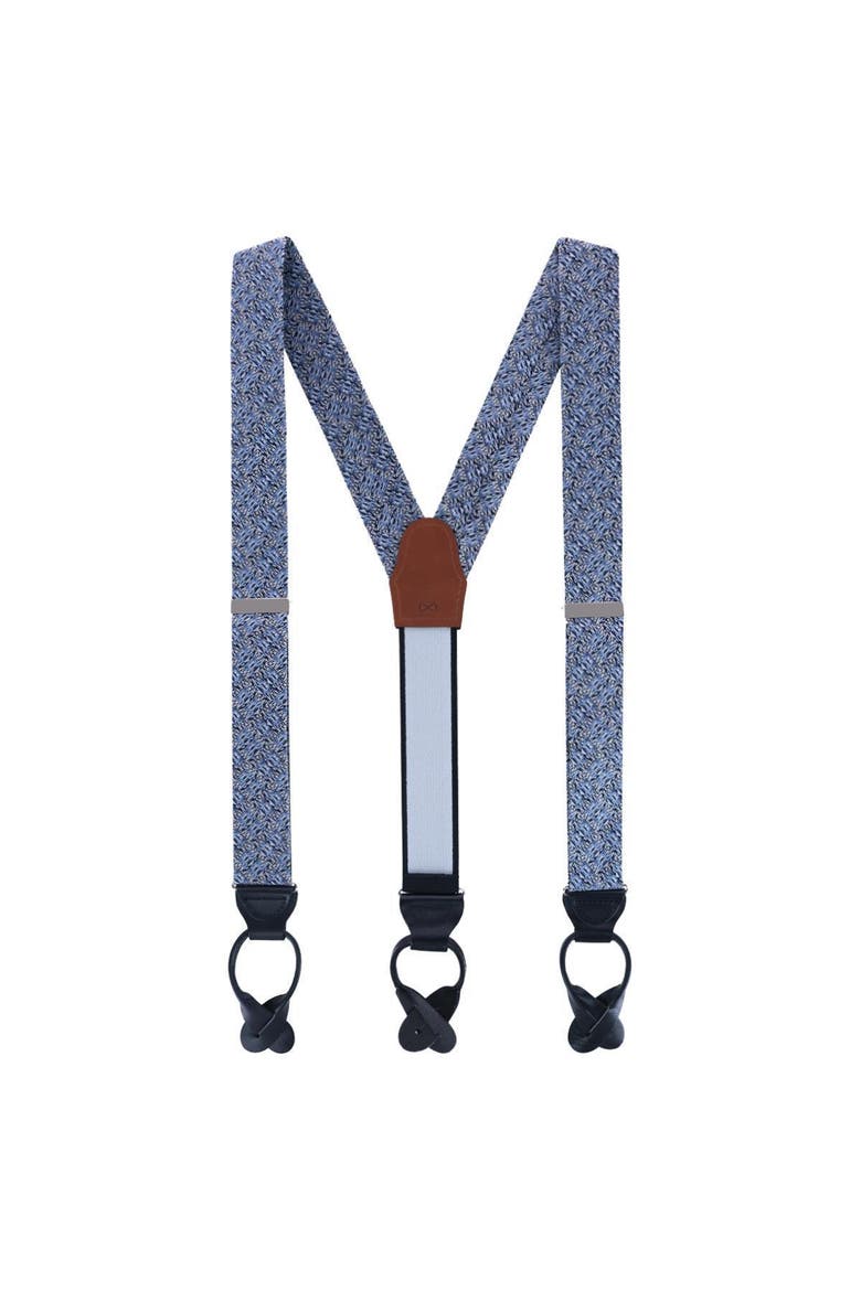 Benito's Blue Basket Weave Pattern Silk Novelty Button End Suspenders, Alternate, color, Light Blue