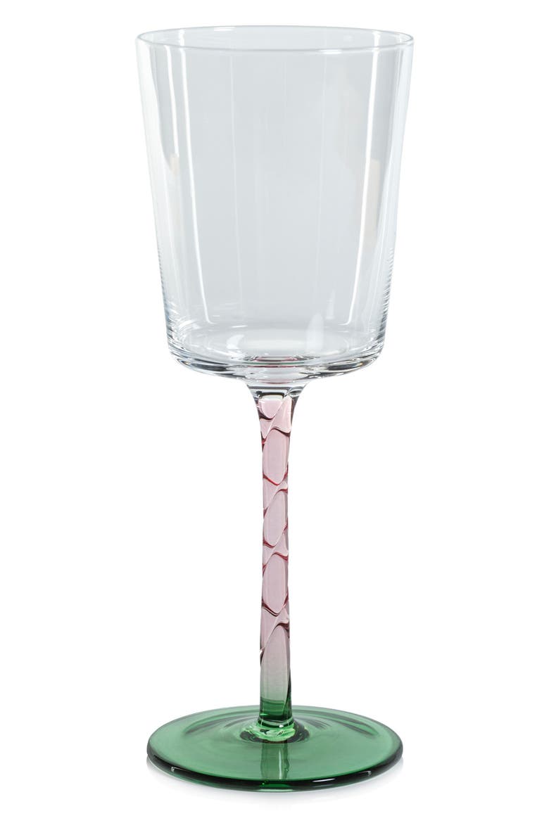 Sachi Set of 4 White Wine Glasses, Main, color, GREEN/ PINK