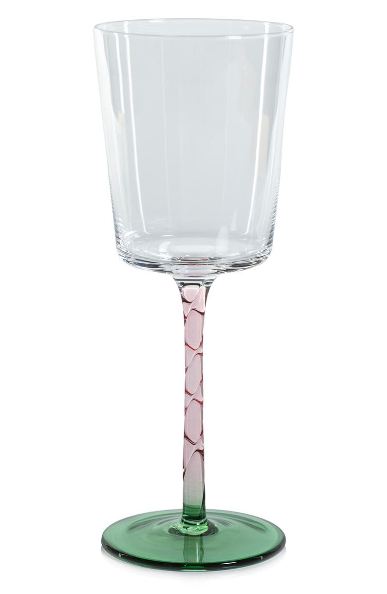 Zodax Sachi Set of 4 White Wine Glasses, Main, color, Green/ Pink