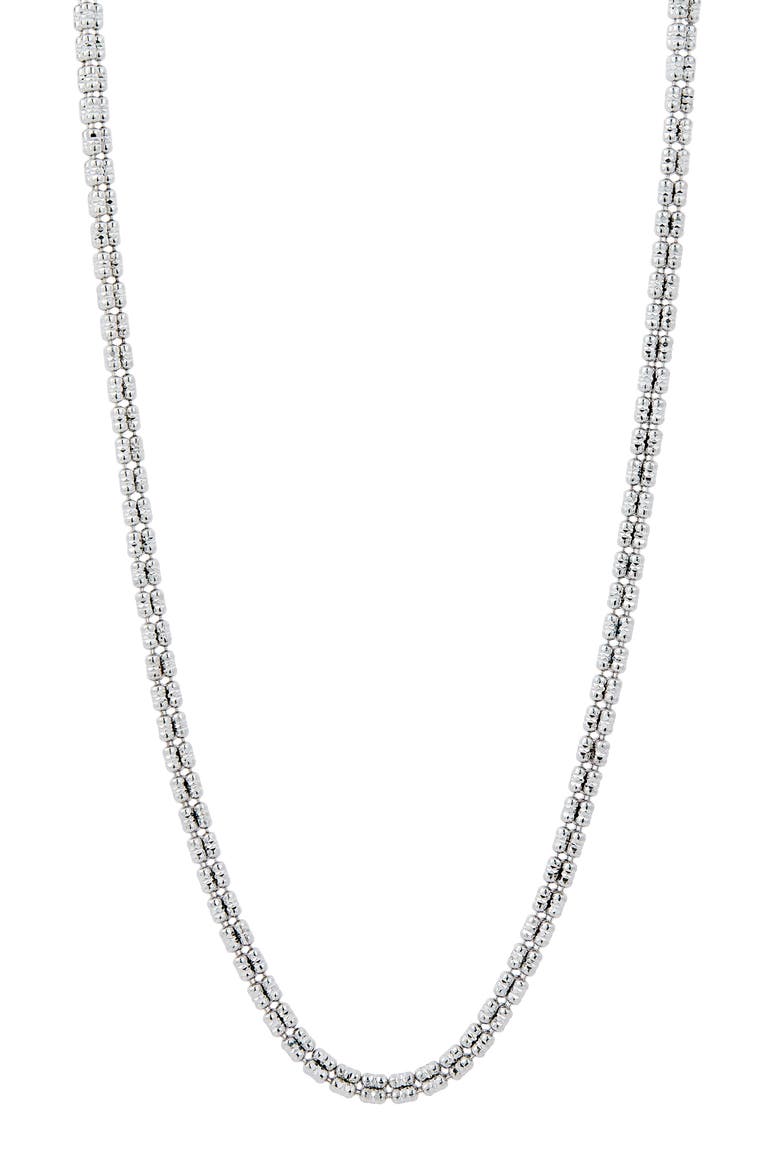 Diamond Cut Barrel Bead Chain Necklace, Main, color, SILVER