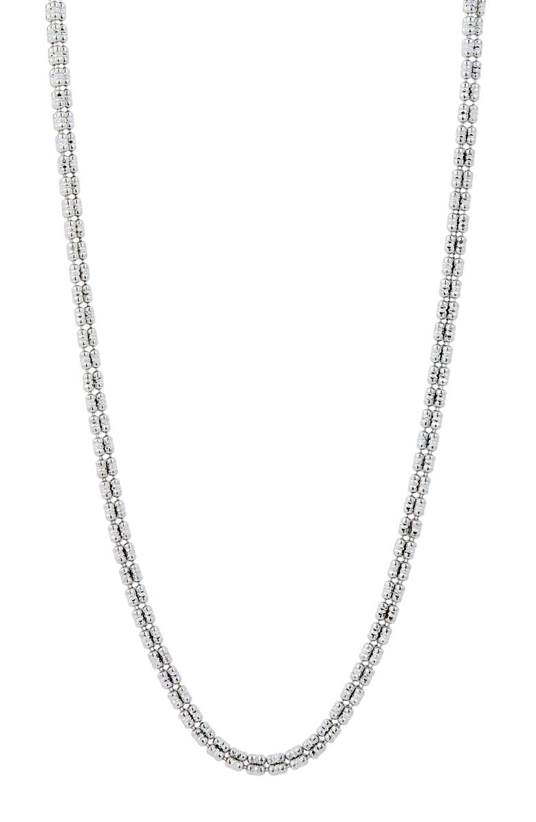 SAVVY CIE JEWELS Diamond Cut Barrel Bead Chain Necklace, Main, color, Silver