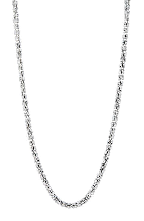 Diamond Cut Barrel Bead Chain Necklace