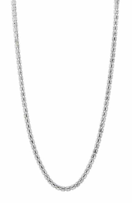 SAVVY CIE JEWELS Diamond Cut Barrel Bead Chain Necklace