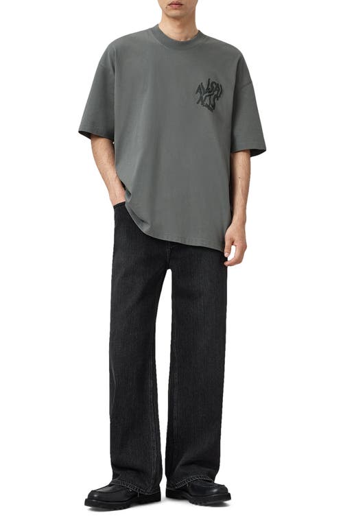 Allsaints Orlando Logo Oversize Graphic T-shirt In Gray