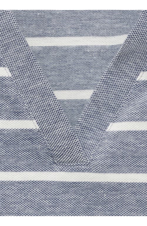 Mango Stripe Crop Polo In Gray