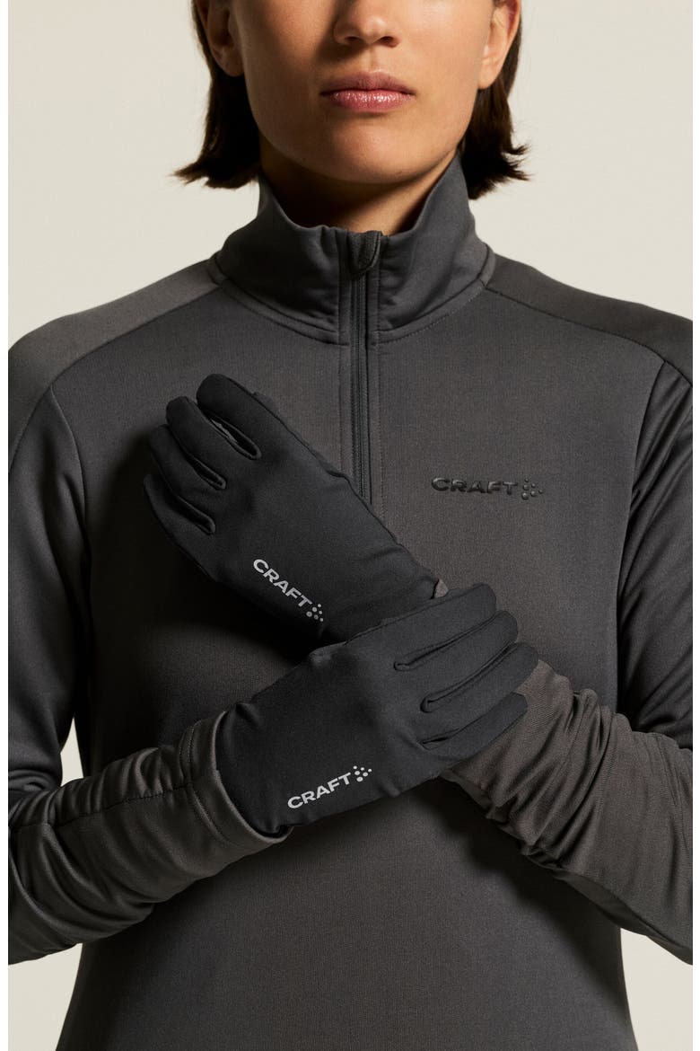 Essence Tech Running Gloves, Alternate, color, BLACK