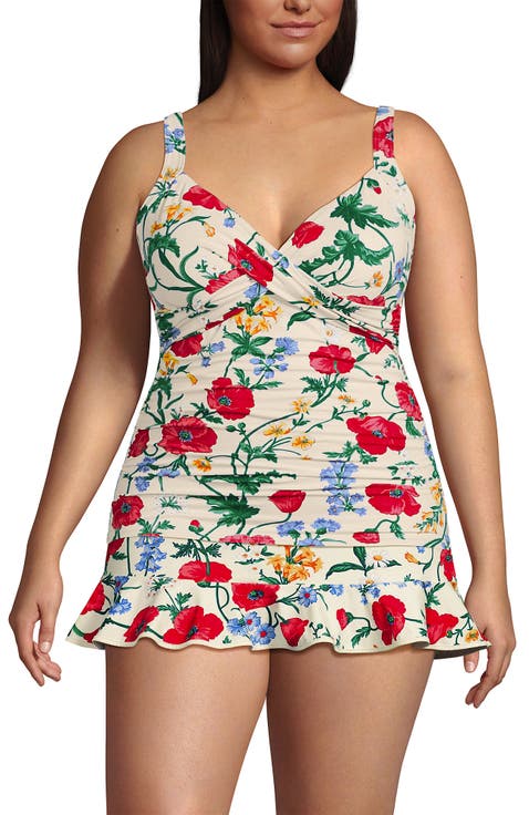 Plus Size V-Neck Wrap Underwire Tankini Swimsuit Top