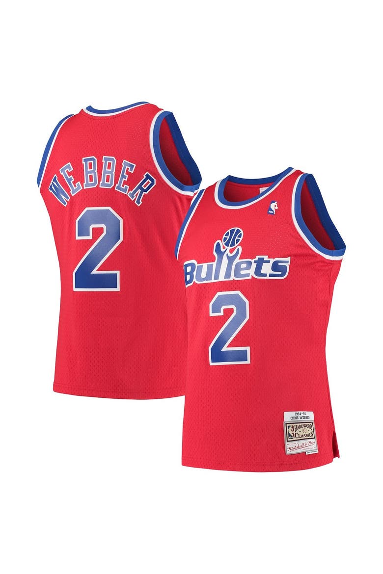 Men's Mitchell & Ness Chris Webber Red Washington Bullets 1994/95 Hardwood Classics Swingman Jersey, Main, color, Red