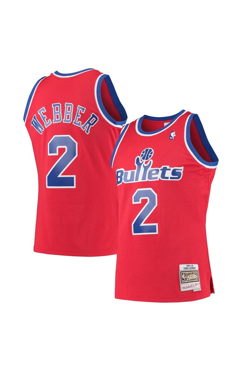Mitchell & Ness Men's Mitchell & Ness Chris Webber Red Washington Bullets 1994/95 Hardwood Classics Swingman Jersey, Main, color, Red