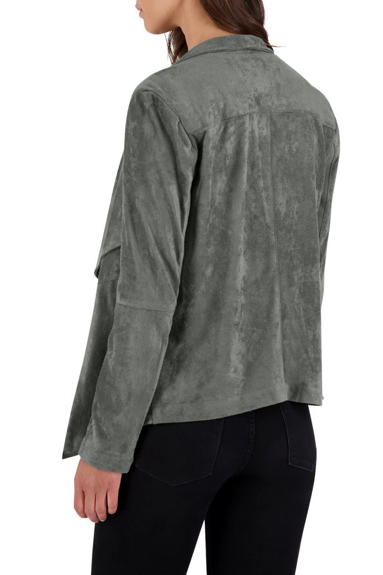 BB Dakota Wade Drape Front Faux Suede Jacket, Alternate, color, SURPLUS GREEN