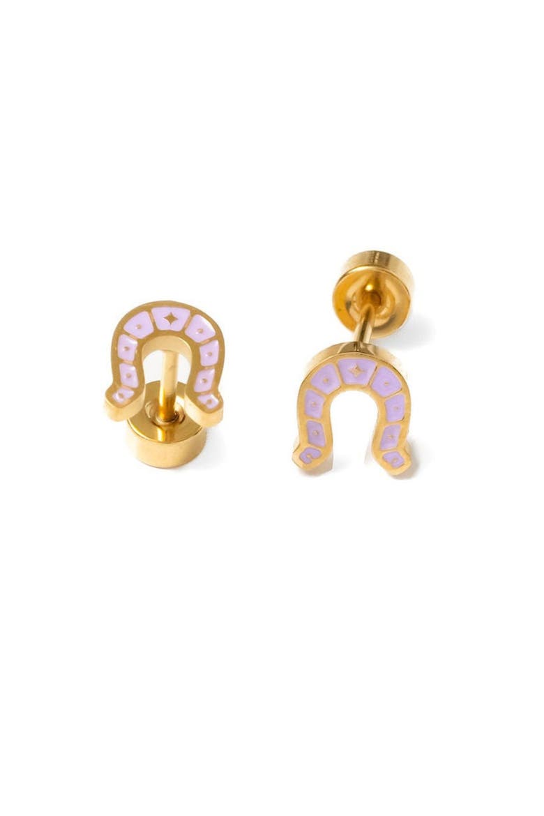 Horseshoe Stud Earrings, Alternate, color, Lilac