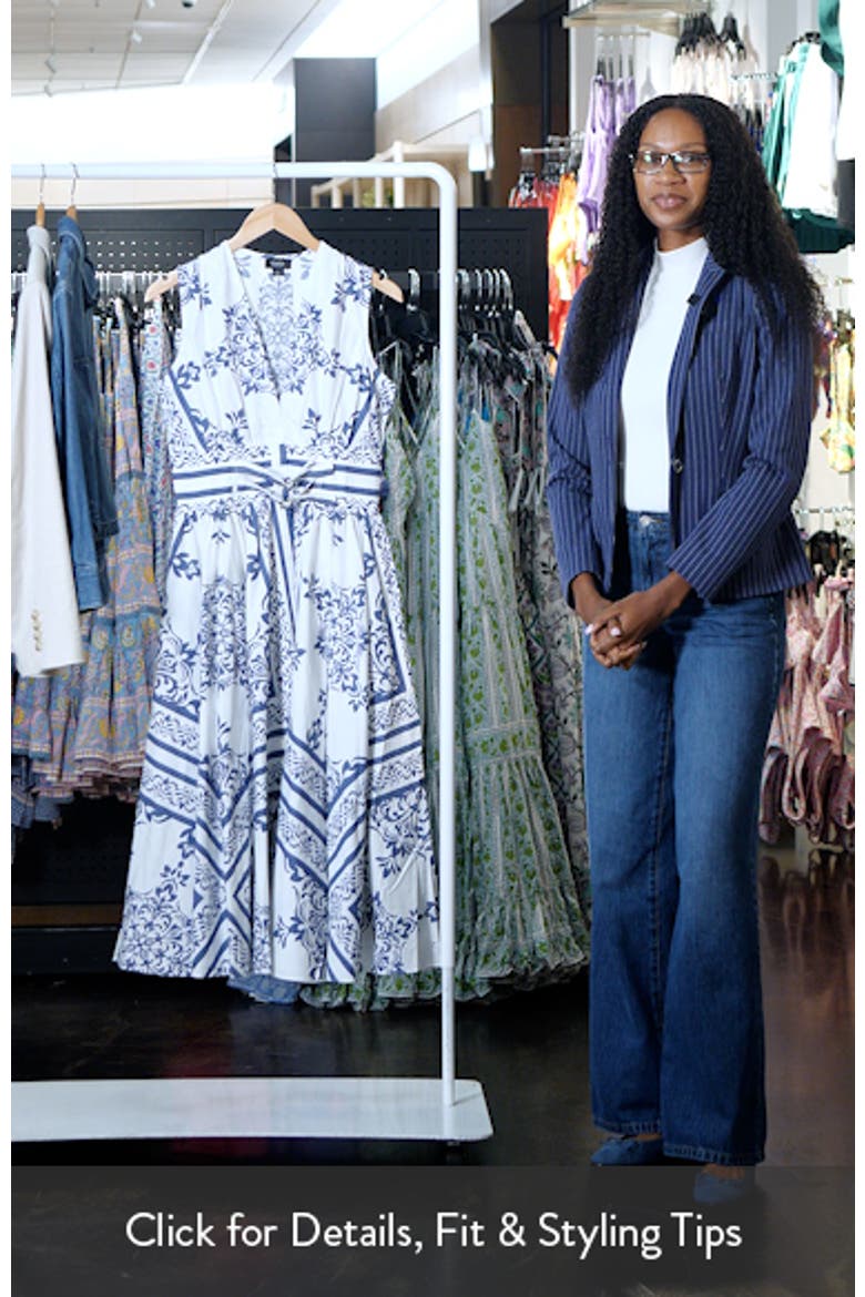 Sleeveless Belted Cotton Midi Dress video