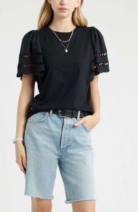 Flutter Sleeve Eyelet Top