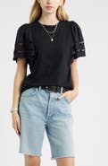 Treasure & Bond Flutter Sleeve Eyelet Top