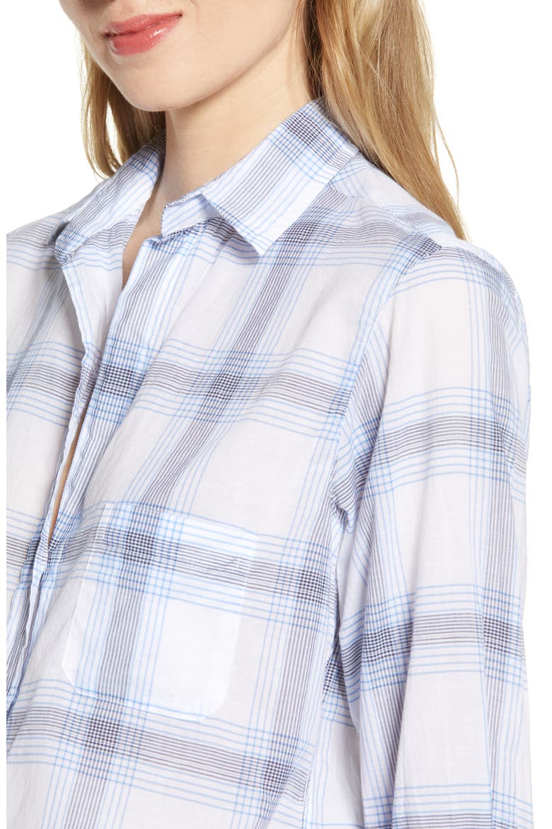 The Hero Tissue Cotton Button-Up Shirt, Alternate, color, WILMA WHITE BLUE AND BLACK