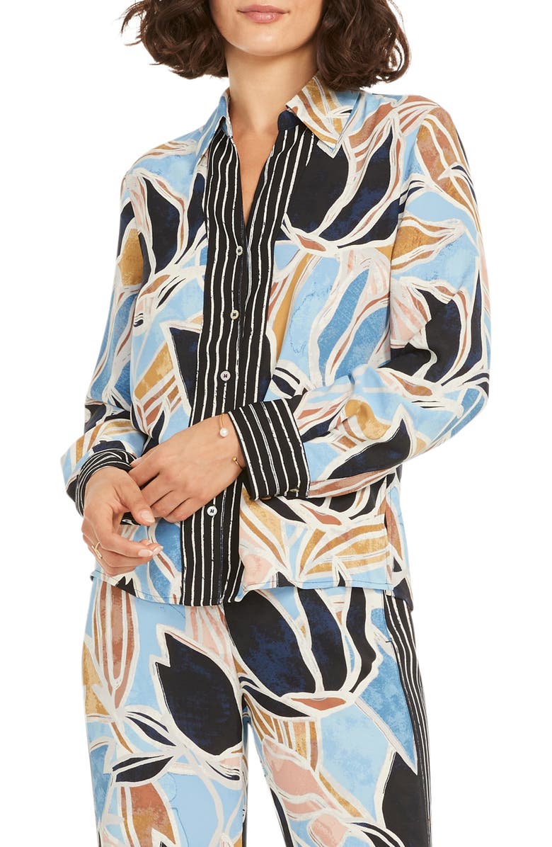 NIC+ZOE Sapphire Shades Button-Up Shirt, Main, color,