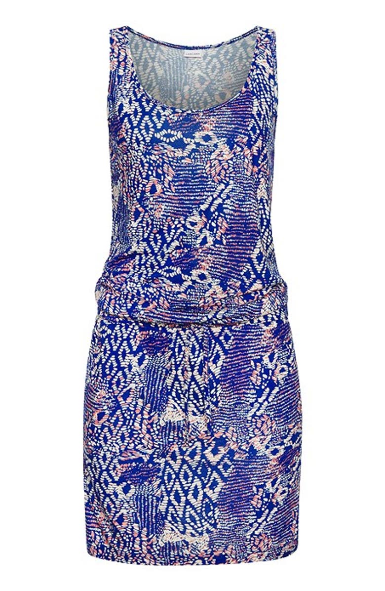 LASCANA Women's Patterned Tank Dress, Alternate, color, Blue Multi