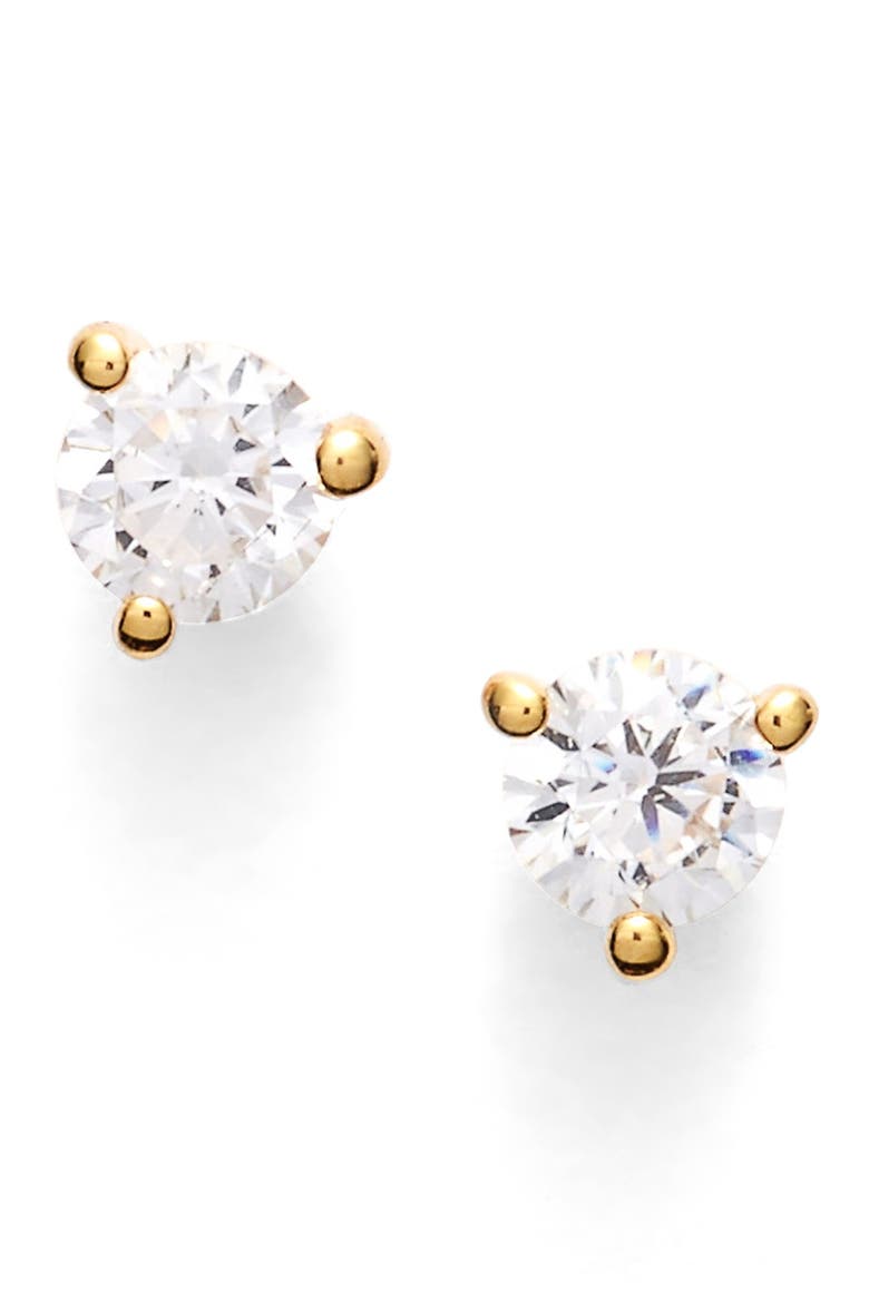 Cubic Zirconia Stud Earrings - .25ct., Main, color, GOLD