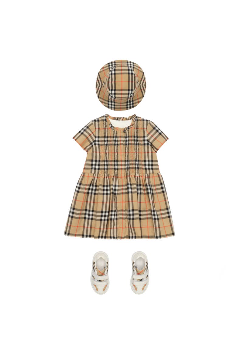 Check Cotton Dress, Alternate, color, Sand beige