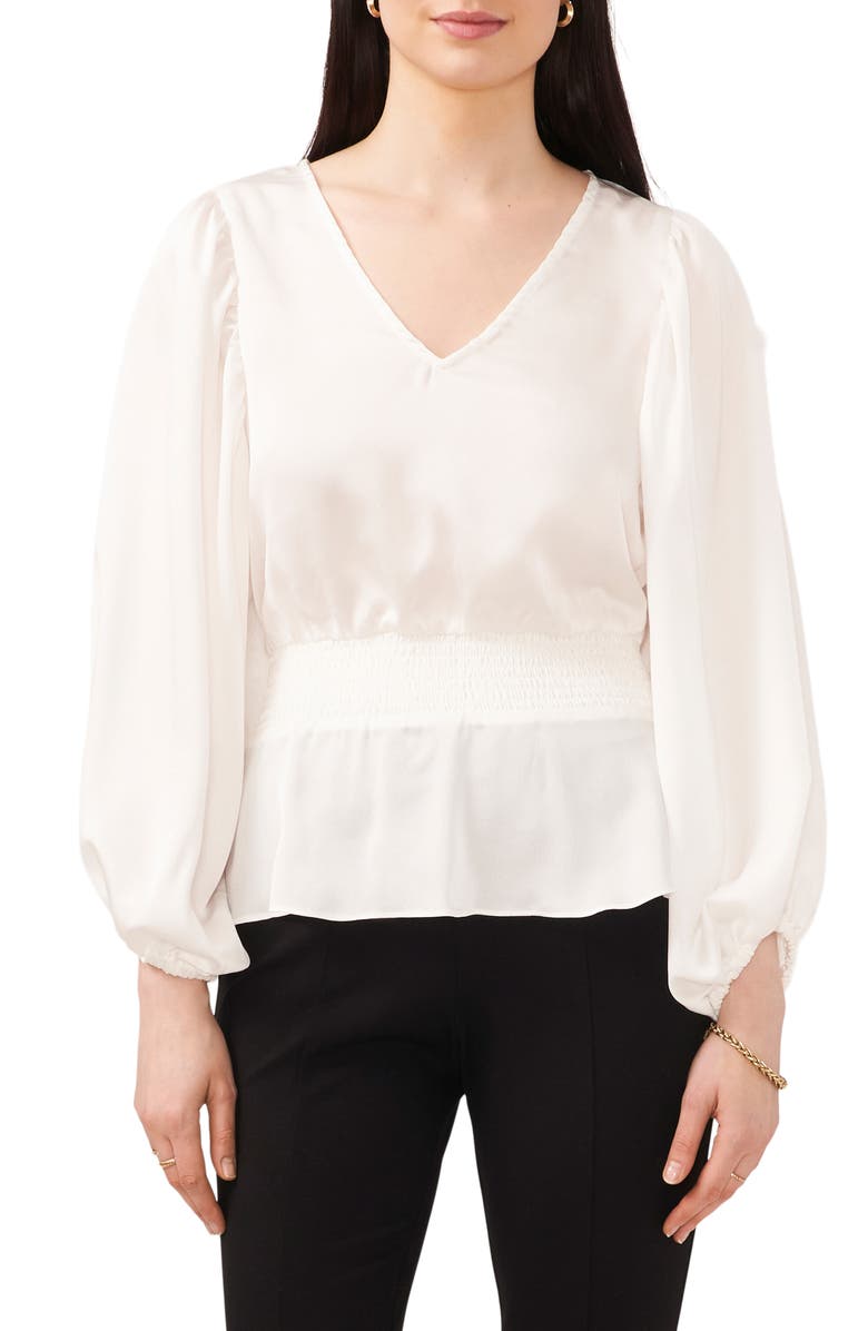 Chaus Tie Waist Long Sleeve Blouse, Main, color, New Ivory