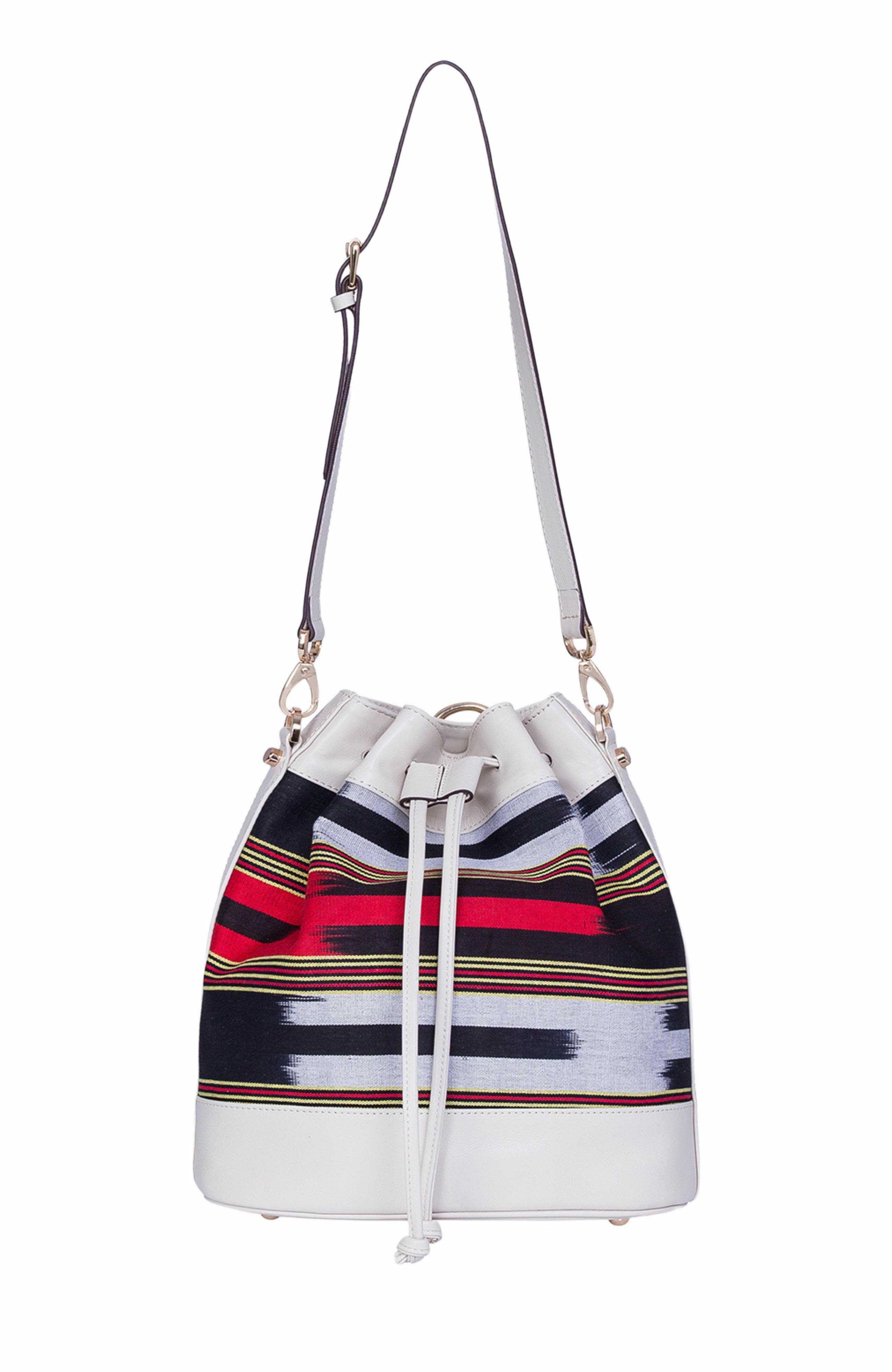 K
ai 
Vrosi Leather 
Fabric Pattern Convertible Bag, Alternate, color, Beige