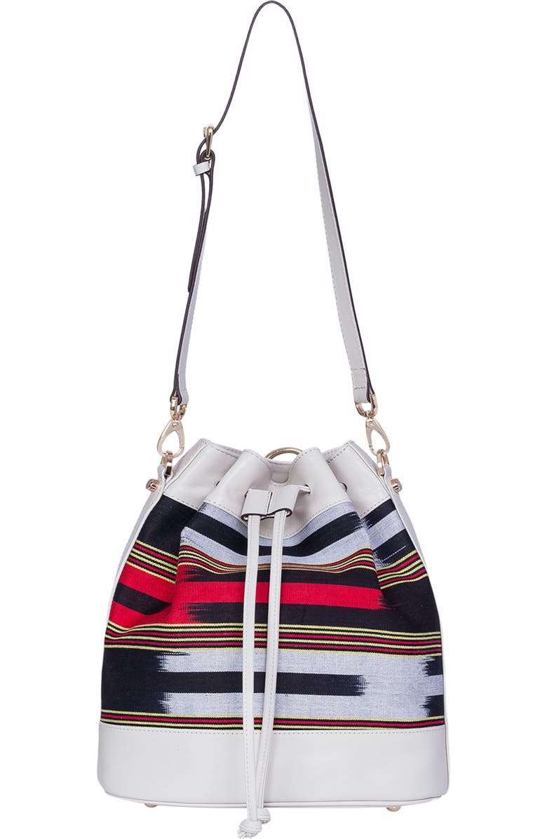 K'ai & Vrosi Leather & Fabric Pattern Convertible Bag, Alternate, color, Beige