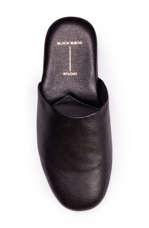 Black Suede Studio Puffy Knot Slide Sandal In Black Leather