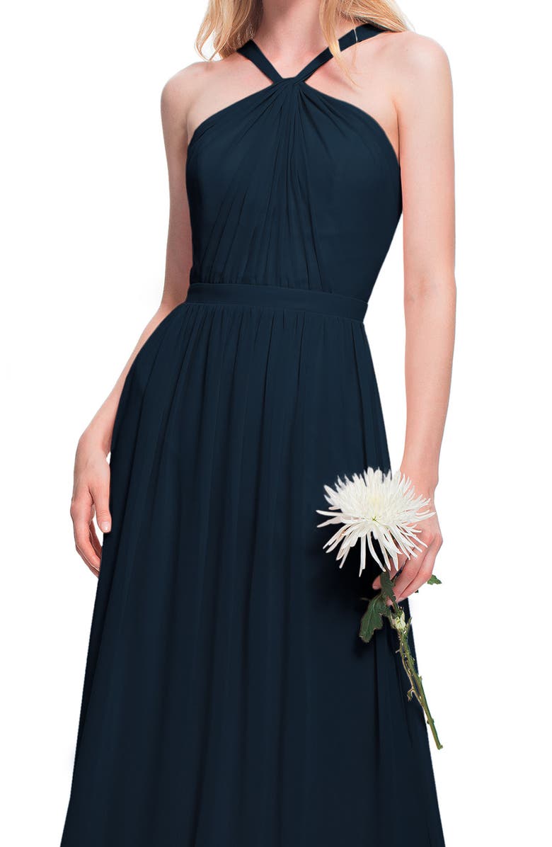 #Levkoff Halter Chiffon A-Line Gown, Alternate, color, 