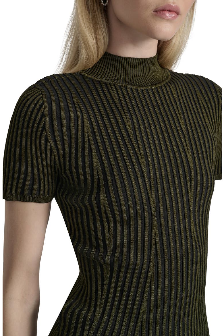 Mock Neck Knit Top, Alternate, color, DARK OLIVE/ BLACK