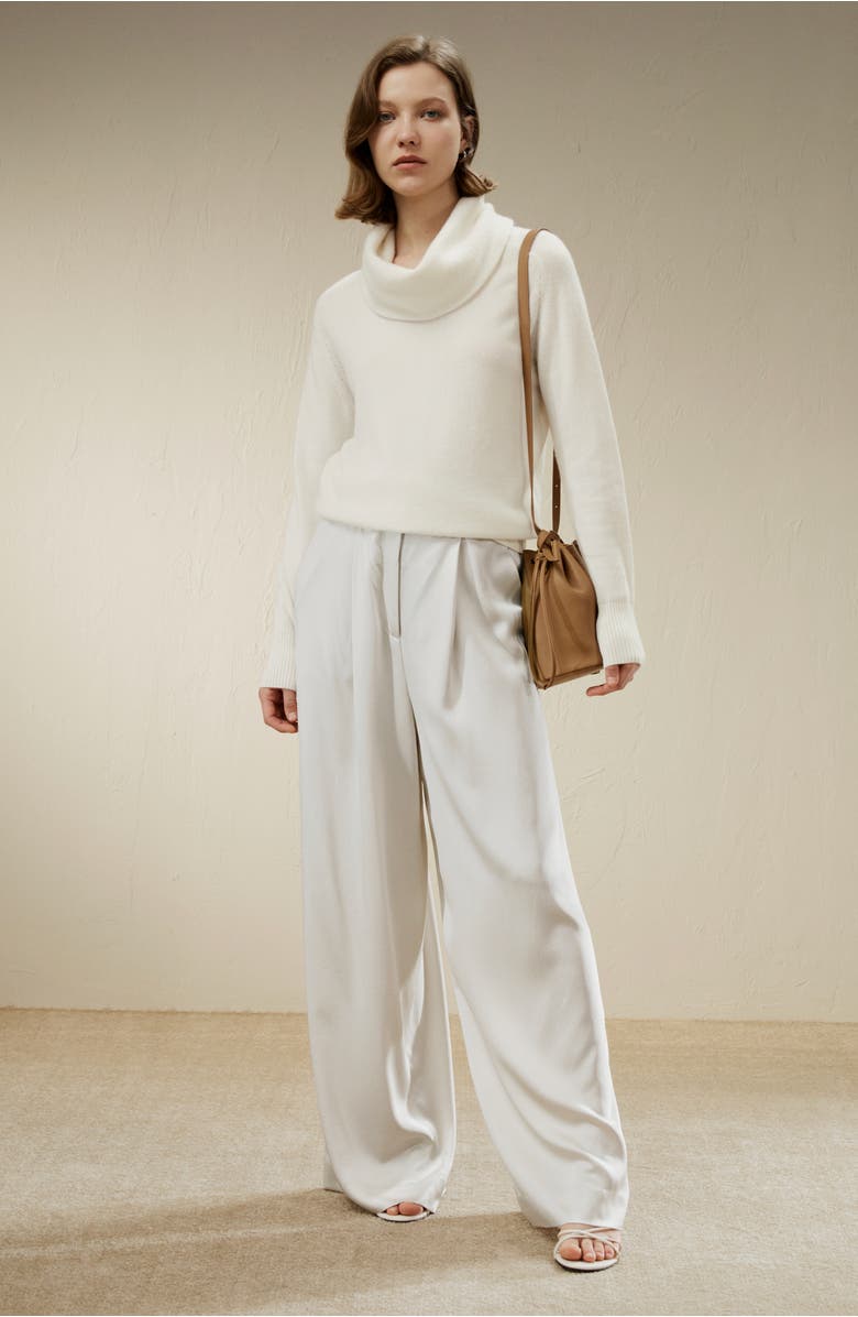 Lilysilk Cashmere Cowl Neck Sweater, Alternate, color, White