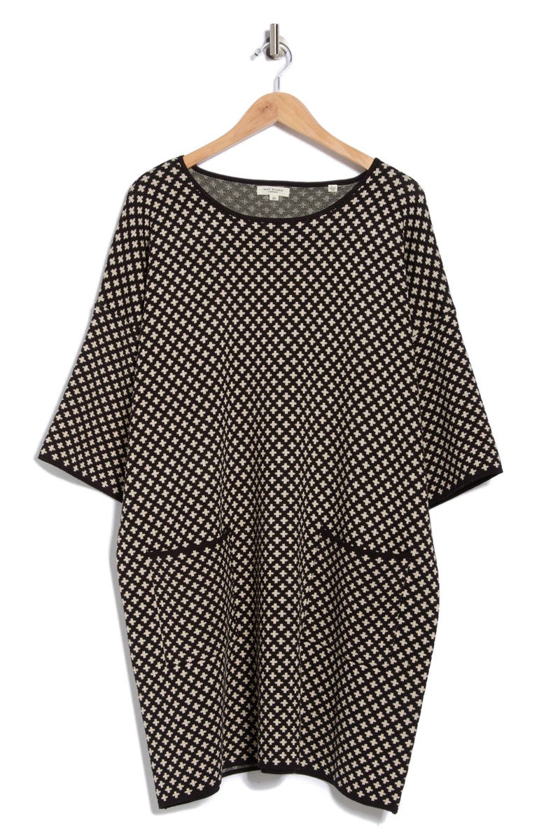 MAX STUDIO Patch Pocket Sweater Dress, Alternate, color, Black/ Bone