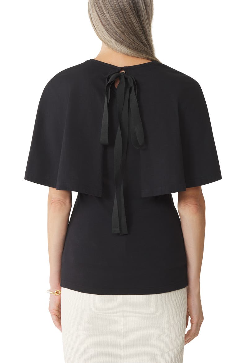 Cape T-Shirt In Cotton And Silk, Alternate, color, Black
