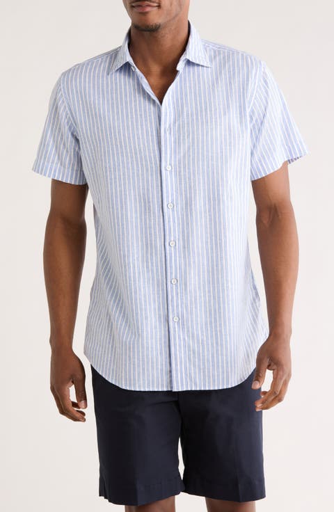 Middle Hill Short Sleeve Cotton & Linen Button-Up Shirt