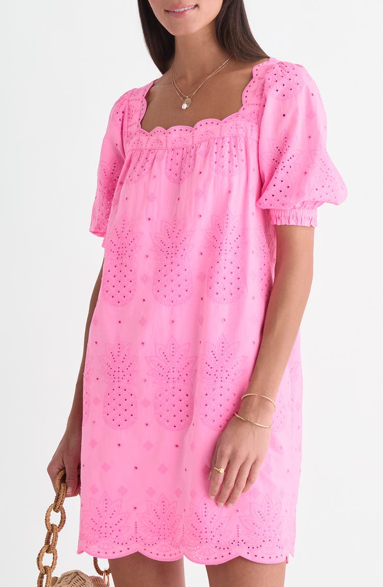 vineyard vines Serena Cotton Eyelet Shift Minidress, Alternate, color, Neon Bloom