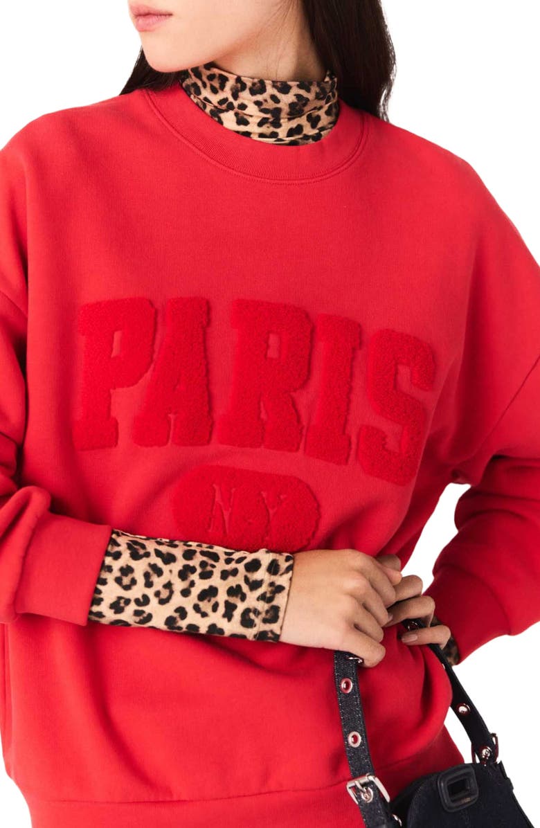 maje Paris New York Lettering Sweatshirt, Alternate, color, Red