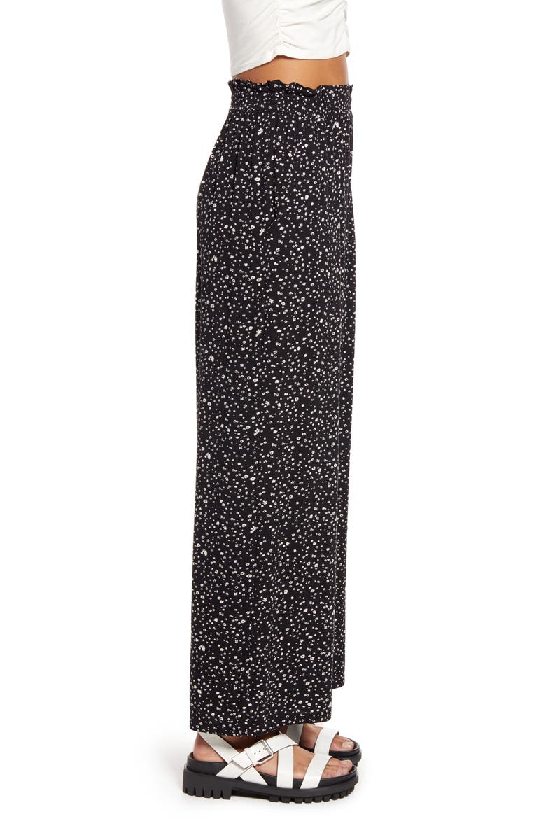 Paperbag Waist Pants, Alternate, color, BLACK- PINK TERESE DITSY