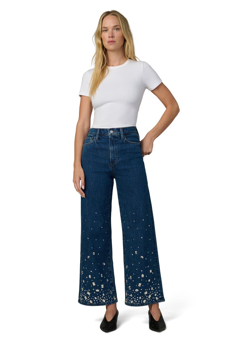 The Mia Stone Embellished Ankle Wide Leg Jeans, Alternate, color, CRYSTAL SKY