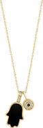 EFFY Diamond Evil Eye & Onyx Hamsa Pendant Necklace