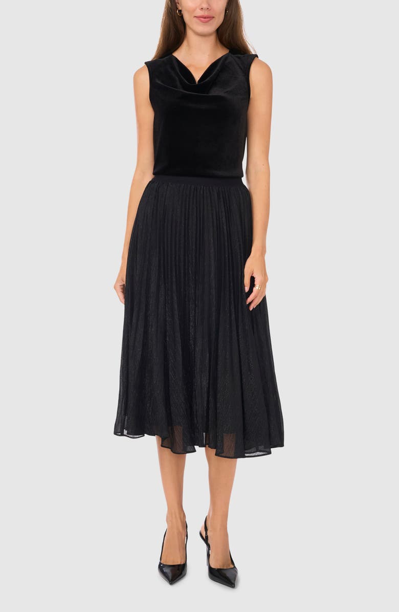 Halogen<sup>®</sup> Metallic Sparkle Release Pleat Midi Skirt, Alternate, color,