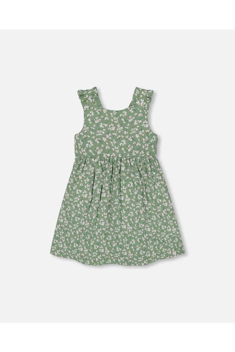 Girl's Sleeveless Muslin Dress Green Jasmine Flower Print, Main, color, Green Jasmine Flower Print